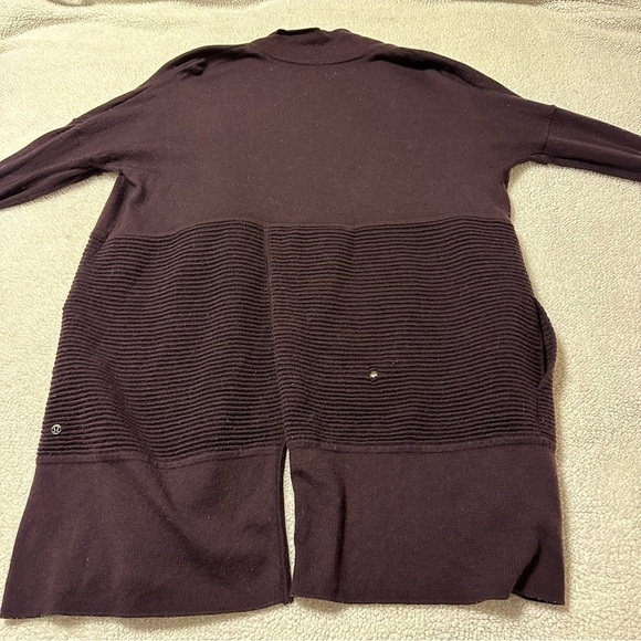 Lululemon Sit In Lotus Wrap Knit Cardigan Sweater Black Cherry Purple - Picture 9 of 15